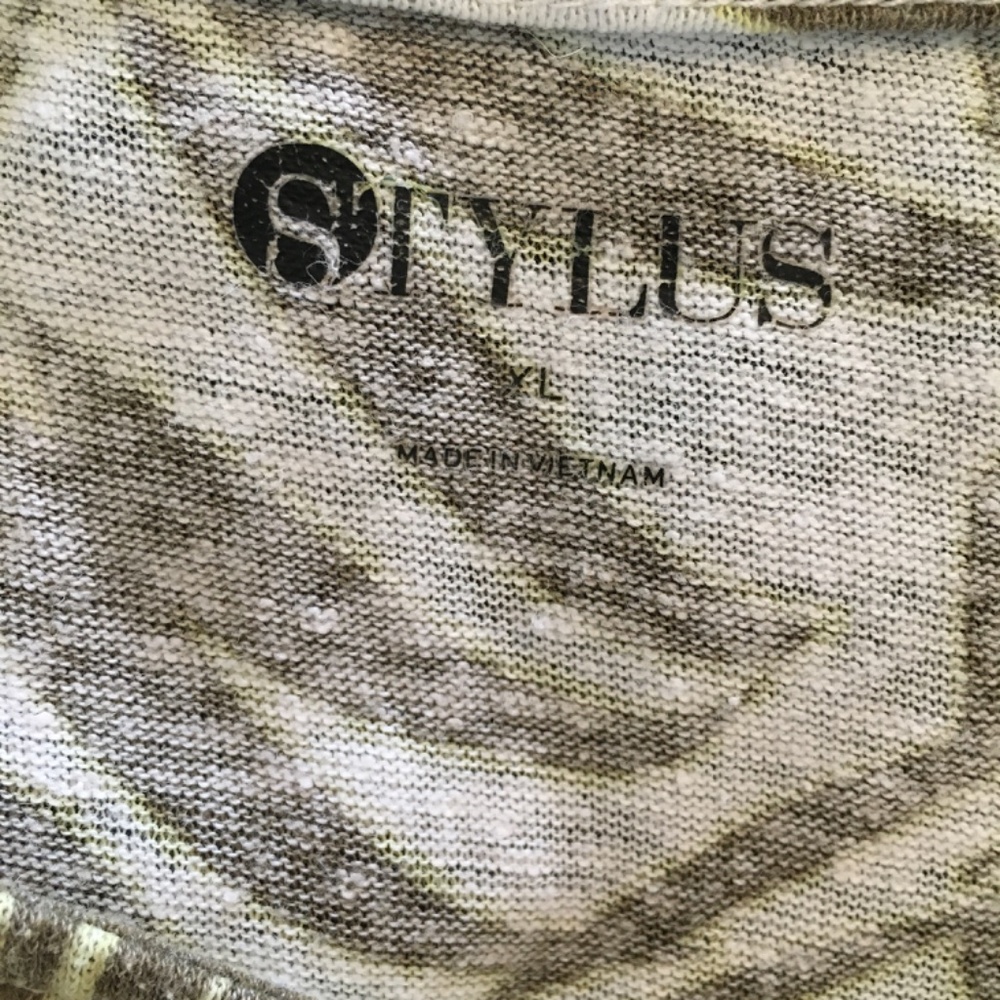 STYLUS women's tropical print linen blend tank top. Size XL. - Picture 5 of 8